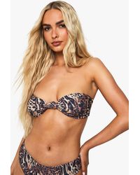 Boohoo - Swimwear Essentials Fuller Bust Leopard Bandeau Bikini Top - Lyst