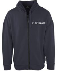Philipp Plein - Logo Op De Marineblauwe Hoodie Met Rits Aan De Achterkant - Lyst