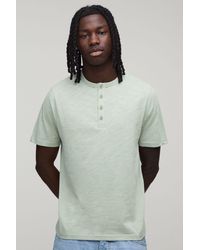 BoohooMAN - Slim Fit Slub Henley T-Shirt - Lyst