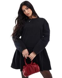 Miss Selfridge - Long Sleeve Tie Neck Denim Tee Dress - Lyst