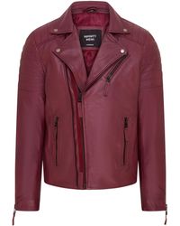 Infinity Leather - Brando Double Cross Zip Biker Jacket- Fagernes Lamb Leather - Lyst