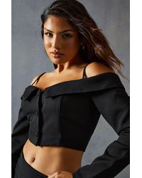 MissPap - Tailored Bardot Button Down Top - Lyst