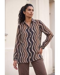 Roman - Wave Print Satin Stripe Shirt - Lyst