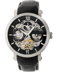 Heritor - Aries Skeleton Leather-Band Watch - Lyst