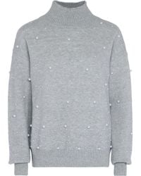 faina - Pullover Mit Perlen Damen Hellgrau Melange - Lyst