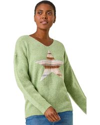 Roman - Soft V-Neck Star Jumper - Lyst