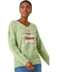 Roman - Soft V-Neck Star Jumper - Lyst