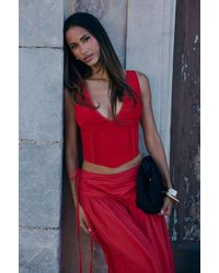 Boohoo - Halter Seam Detail Button Front Corset - Lyst