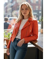 Infinity Leather - Cropped Brando Biker Jacket-Durban Lamb Leather - Lyst