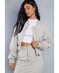 MissPap - Oversized Woven Cropped Bomber - Lyst