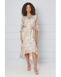 Wallis - Petite Floral Jacquard Ruffle Midaxi Dress - Lyst