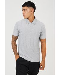 Brave Soul - Cotton Polo Top With Quarter Zip - Lyst