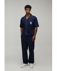 BoohooMAN - Oversized Pocket Detail Twill Shirt & Relaxed Trouser Set - Lyst