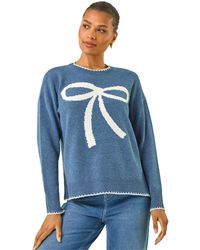 Roman - Contrast Stitch Bow Knit Jumper - Lyst