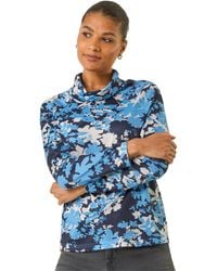 Roman - Floral Print Cowl Neck Top - Lyst