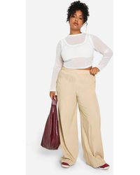 Boohoo - Plus Nylon Wide Leg Trouser - Lyst