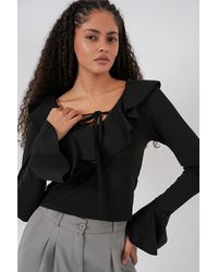 Bigdart - Frilly V-Neck Crop Blouse - Lyst