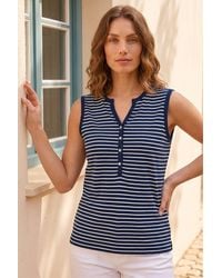Roman - Petite Stripe Button Top - Lyst