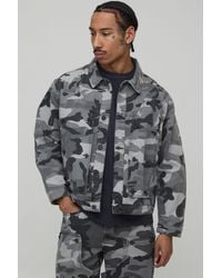 BoohooMAN - Camo Removable Carpenter Panel Regular Fit Denim Jacket - Lyst