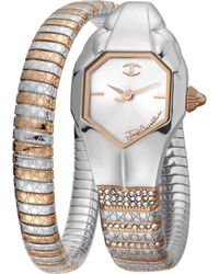 Just Cavalli - Glam Snake Quartz Two Tone Stainless Steel Bracelet Watch - Lyst