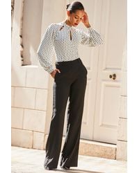 Sosandar - High Waisted Wide Leg Trousers - Lyst