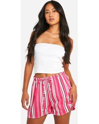 Boohoo - Linen Look Textured Stripe Flippy Short - Lyst