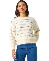 Roman - Stripe Fluffy Knit Jumper - Lyst