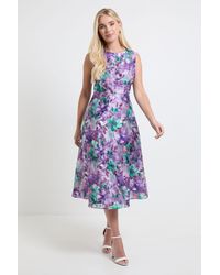 Wallis - Petite Floral Burnout Sleeveless Midi Dress - Lyst