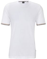 BOSS - Thompson Striped Cotton T-Shirt - Lyst