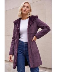 Roman - Petite Faux Sheepskin Hooded Coat - Lyst