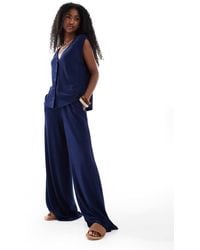 ASOS - Textured Knit Wide Leg Co-Ord Trouser - Lyst