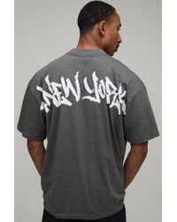BoohooMAN - Oversized New York Graffiti Scale Print T-Shirt Cotton - Lyst