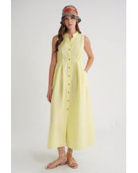 MixRay - Buttoned Tippet Collar Maxi Dress - Lyst