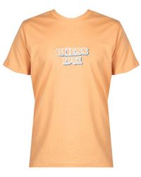 Guess - T-shirt Embro Mannen Oranje - Lyst