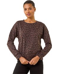 Roman - Animal Print Metallic Stretch Top - Lyst