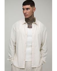 BoohooMAN - Tall Oversized Long Sleeve Linen Blend Shirt - Lyst