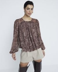 River Island - Blouse Chiffon Paisley Bubble Hem - Lyst
