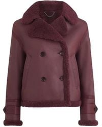 Belstaff - Cedar Redwood Burgundy Sherling Leather Jacket - Lyst