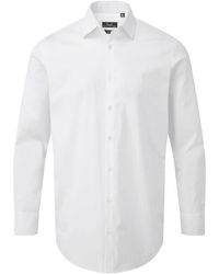 PREMIER - Popeline Stretch Overhemd Met Lange Mouwen Voor Volwassenen (wit) - Lyst