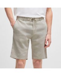 BOSS - Tapered-Fit Linen Blend Chino Shorts - Lyst