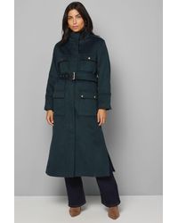 Wallis - Button Down Military Belted Collar Coat - Lyst
