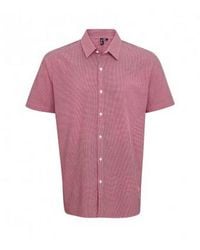 PREMIER - Gingham Short Sleeve Shirt Cotton - Lyst