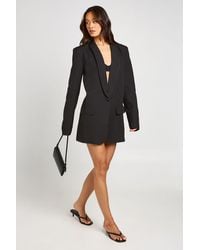 Boohoo - Tall Shoulder Pad Plunge Oversized Blazer - Lyst