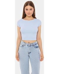 Hiccup - Basic Round Neck Short Sleeve Cropped Top - Lyst