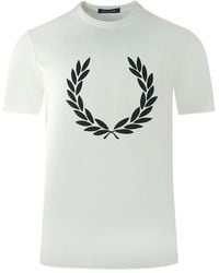 Fred Perry - Large Flock Laurel Wreath Logo T-Shirt Cotton - Lyst