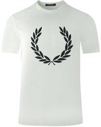 Fred Perry - Large Flock Laurel Wreath Logo T-Shirt Cotton - Lyst