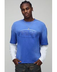 BoohooMAN - Oversized Washed Faux Layer Printed T-Shirt - Lyst