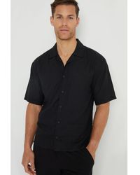 Threadbare - 'Kylian' Linen Blend Revere Collar Short Sleeve Shirt - Lyst