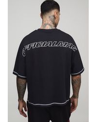 BoohooMAN - Tall Oversized Boxy 2 Piece Officialman Contrast Stitch Embroidered T-Shirt - Lyst
