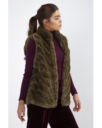 Jayley - Faux Fur Suede Diagonal Stripe Gilet - Lyst